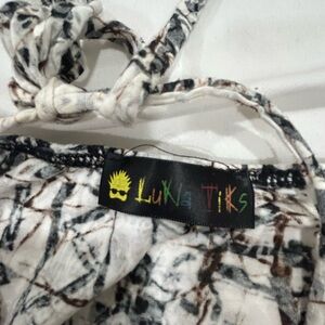 Luna Tiks Halter Top Women’s Medium Boho Tribal Print Tie Neck Flowy Tank